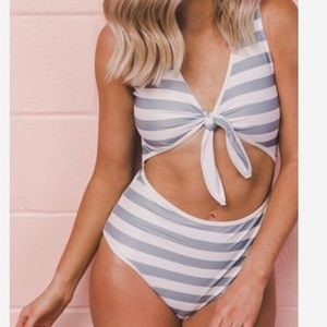 Striped one piece suit